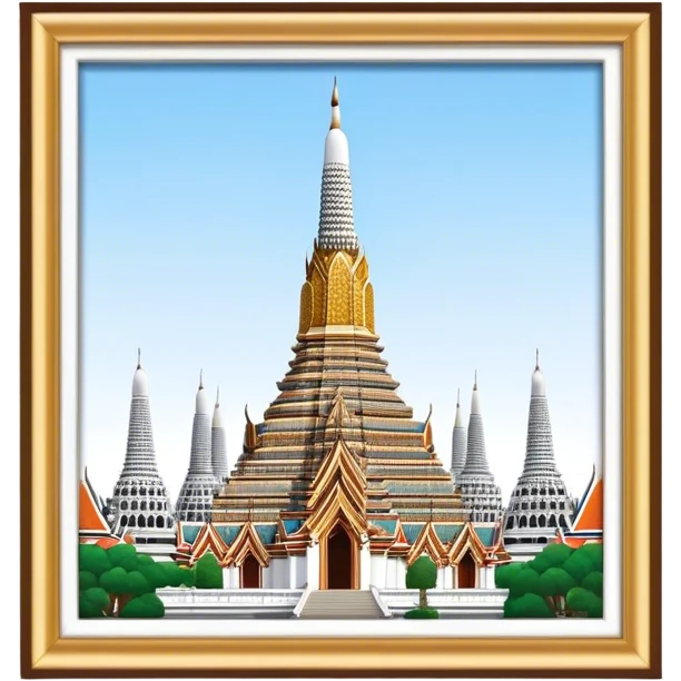 Cinematic Realistic Wat Arun Landmark Emoji, depicting the towering temple spires adorned with intricate porcelain mosaics emoji