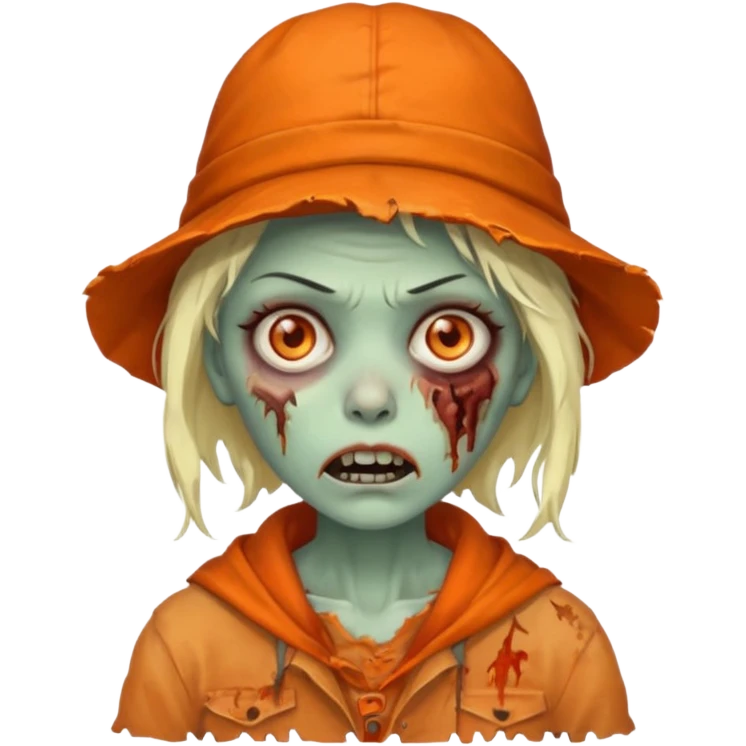 zombie woman in orange hats emoji