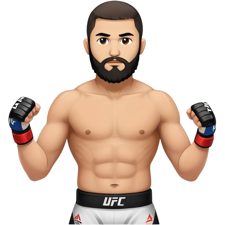 Islam Makhachev UFC fighter with beard in fighting stance, Dagestani MMA champion emoji