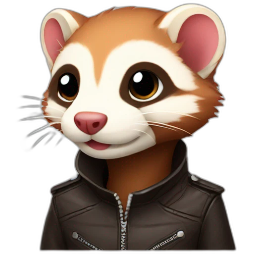 Red ferret wearing leather jacket  emoji