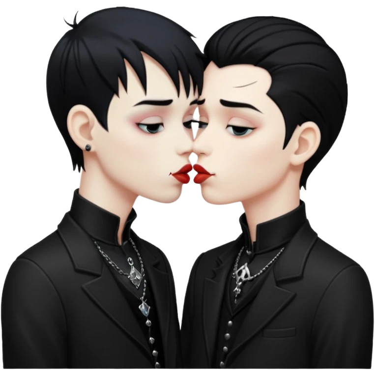 Goth Boys kissing emoji