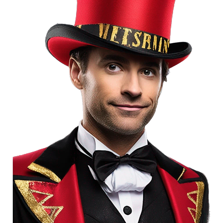 Disney The Greatest Showman Circus Ringmaster Top Hat, Black/Red/Gold, One Size, Wearable Costume  emoji