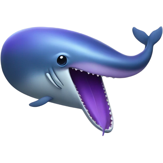 Blue whale purple, open mouth emoji