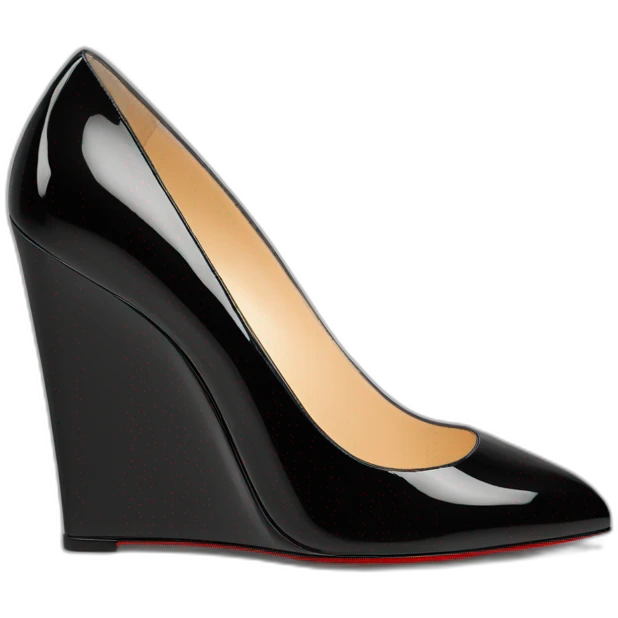 WEDGE heel LOUBOUTIN black leather PATENT emoji
