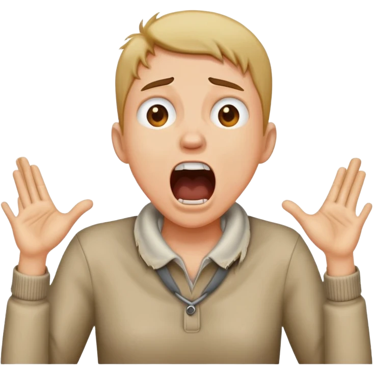 A person yelling grabbing there neck emoji