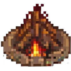 simple and vibrant pixel art campfire emoji