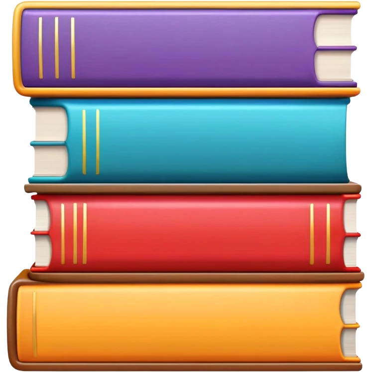 three colorful books on a shelf close-up emoji