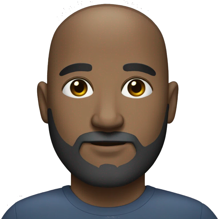 dark medium skin, bald man, medium black beard, grey eye emoji