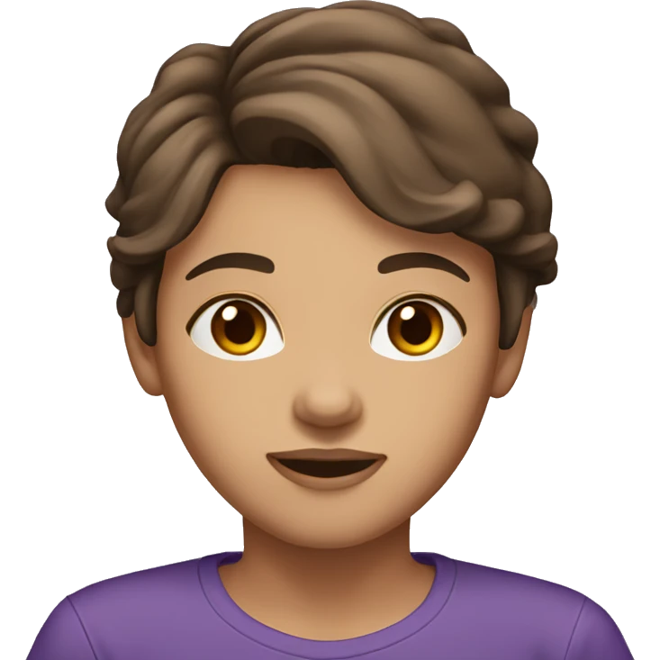 girl with brown hair brown eyes purple shirt emoji