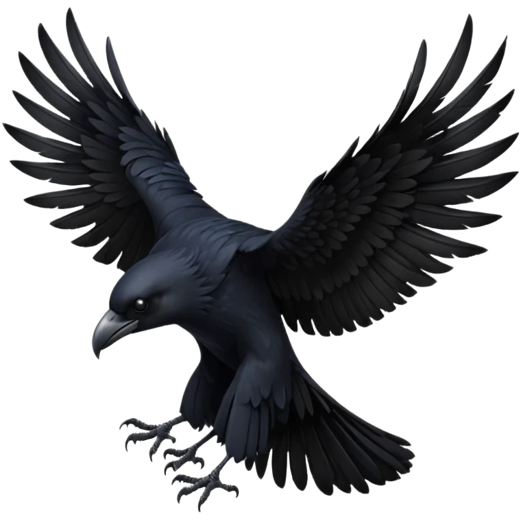 Back of black raven with wings spread emoji
