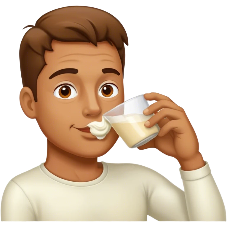Man Drinking white cream  emoji
