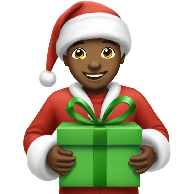 happy boys with Santa emoji