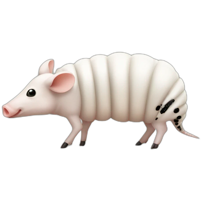 White pig armadillo cow centipede insect with black spots emoji