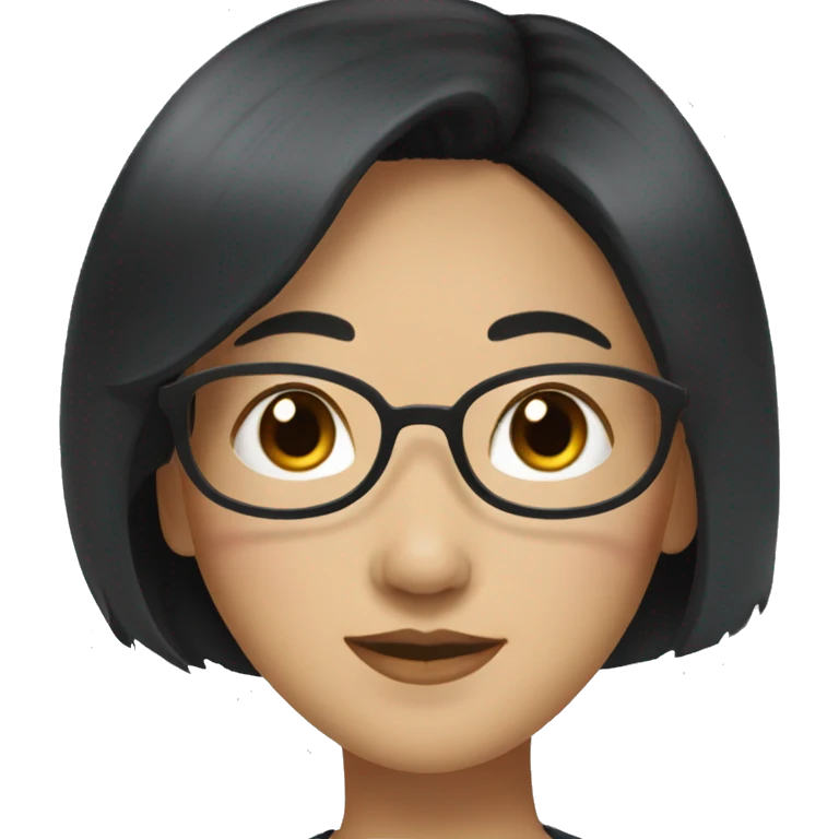 Korean woman in her 40s, black hair with fringes. emoji