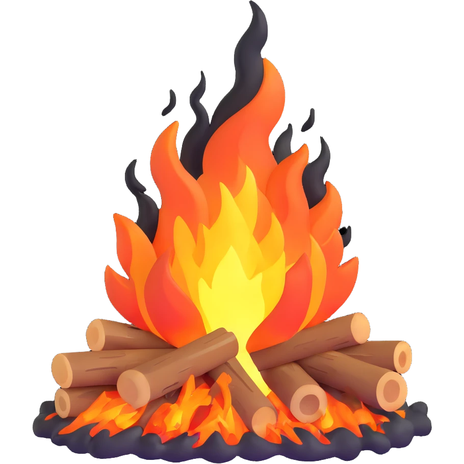 crackling bonfire with sparks and embers emoji