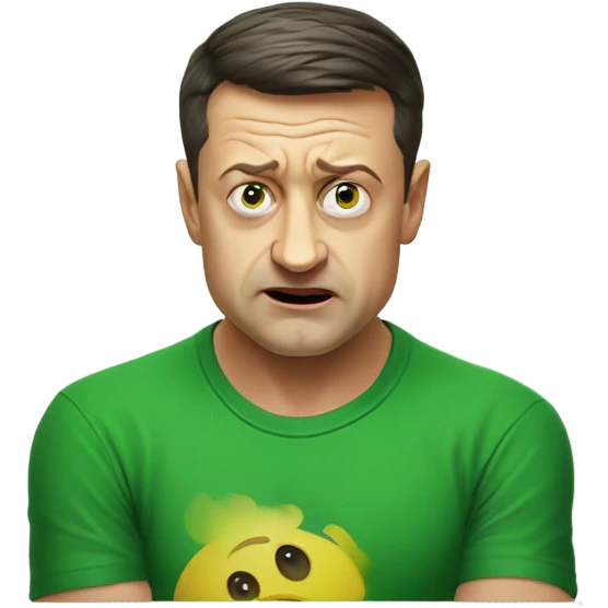 vladimir zelensky angry. green t-shirt emoji