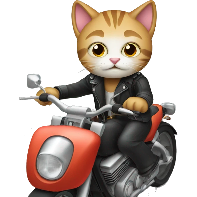 Cat driving motorcycle emoji
