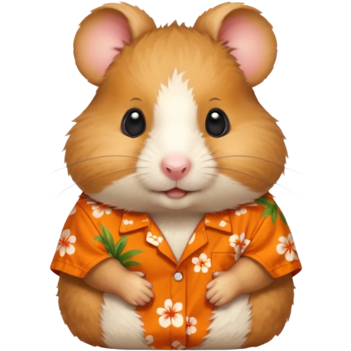 hamster, wearing orange aloha shirt. emoji