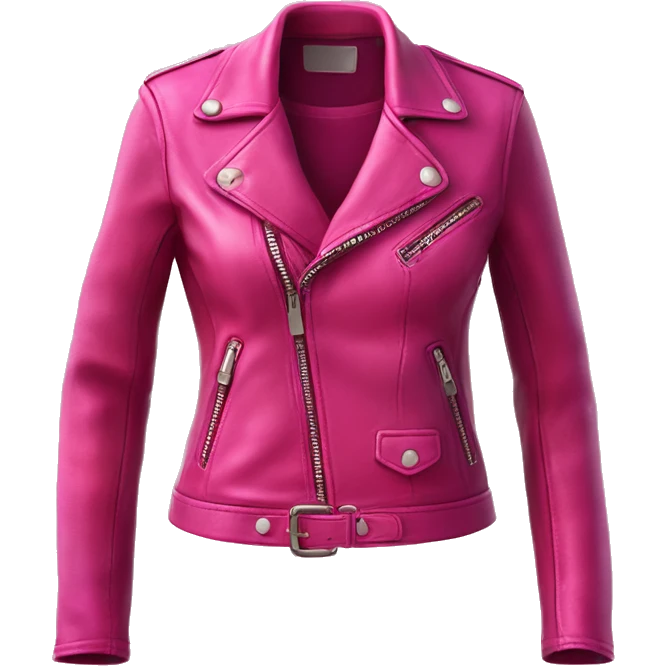 Realistic isolated open magenta ,hot pink,and Raspberry color ombre feminine fashion leather jacket.  emoji