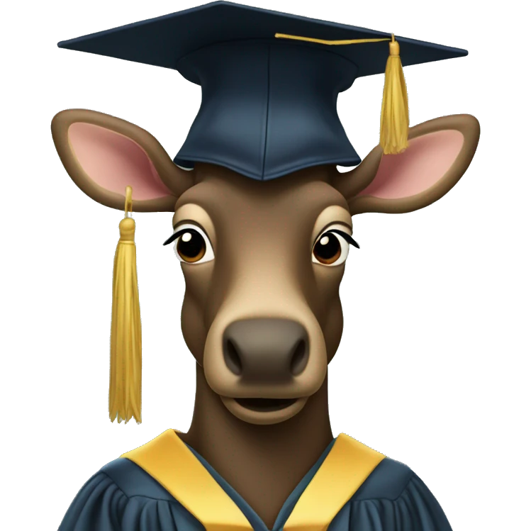 Moose with graduation cap and gown emoji