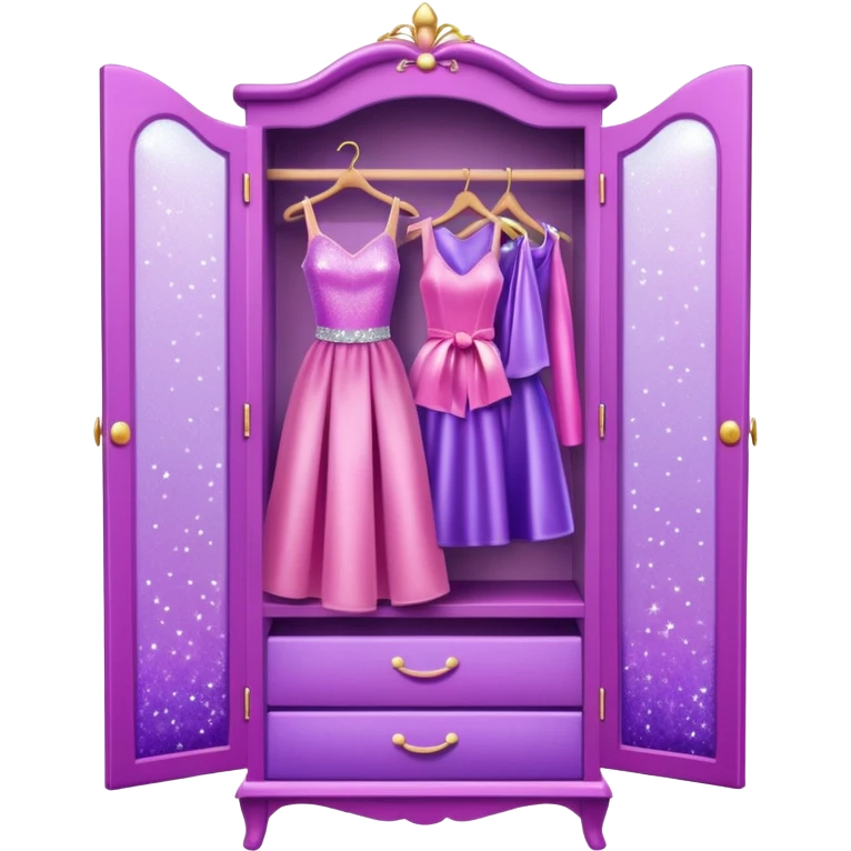barbie wardrobe with glitter emoji