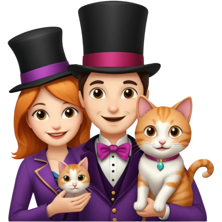 magician couple and their pet cat emoji