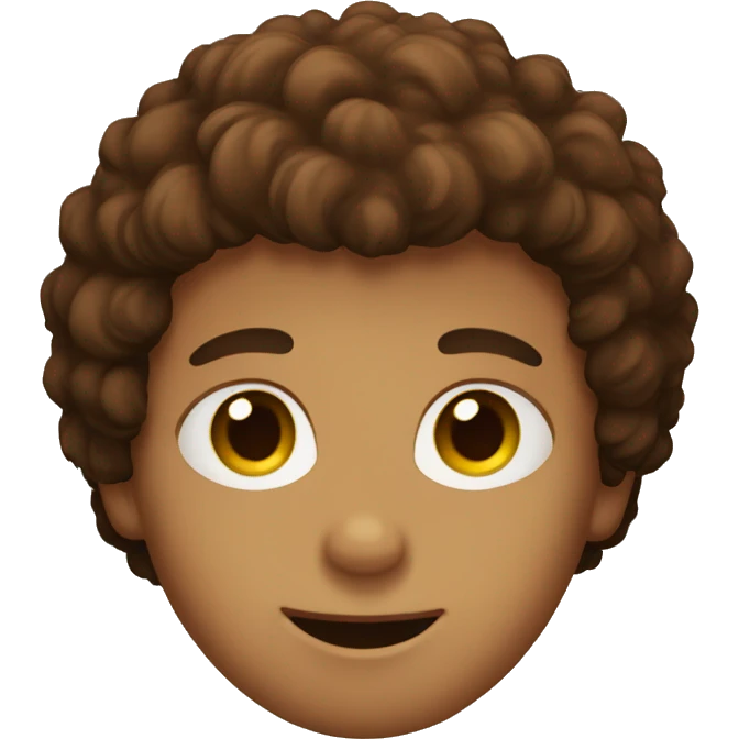 A boy with brown fuzzy hair and brown eyes emoji