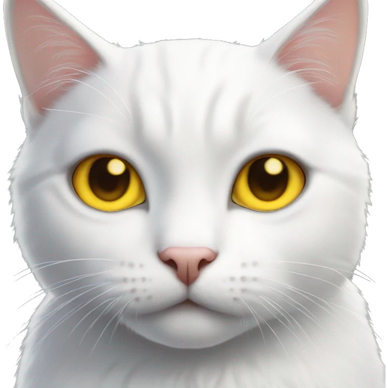 cute white cat with yellow eyes emoji