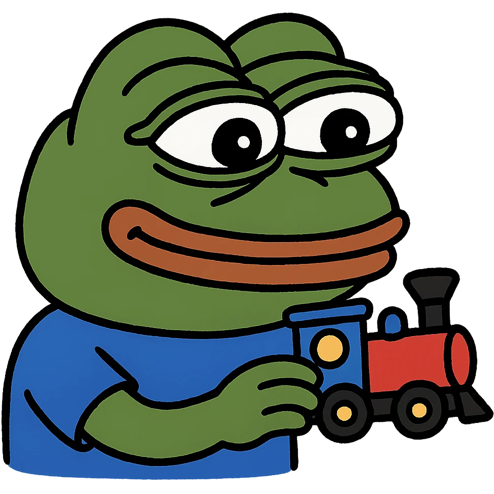 pepe playing with train emoji