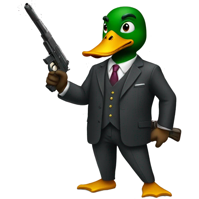 Duck man with a suit and a gun emoji
