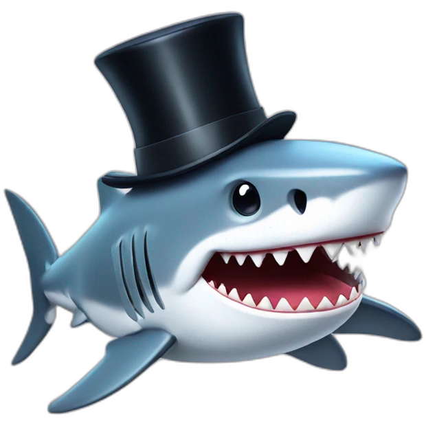 Shark with a top hat emoji