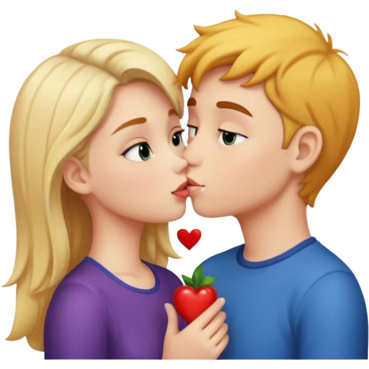 A cute girl kissing a boy  emoji