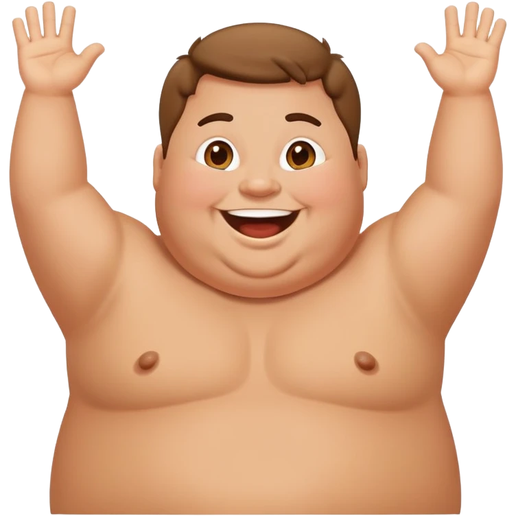 A happy fat person with arms raised in celebration emoji