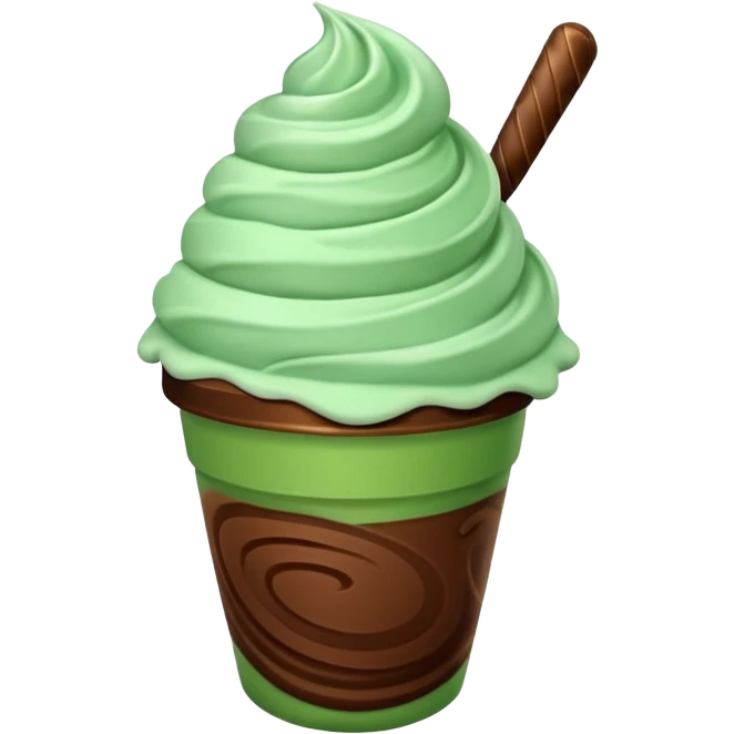 cup mint and chocolate ice cream emoji