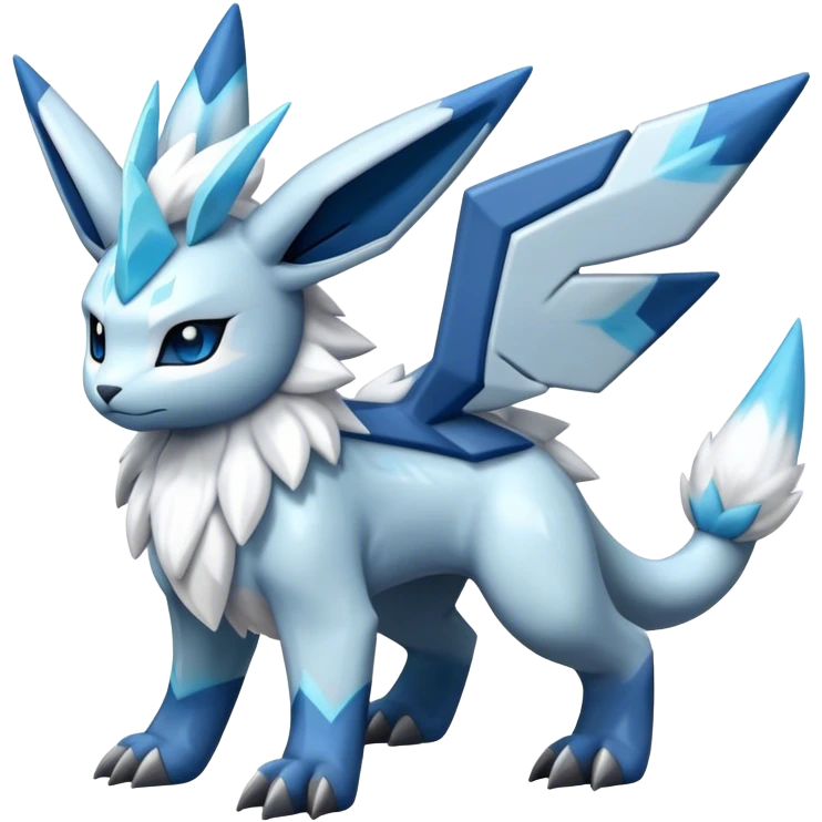 Fluffy Kyurem-Glaceon-dialga-hybrid, full body emoji
