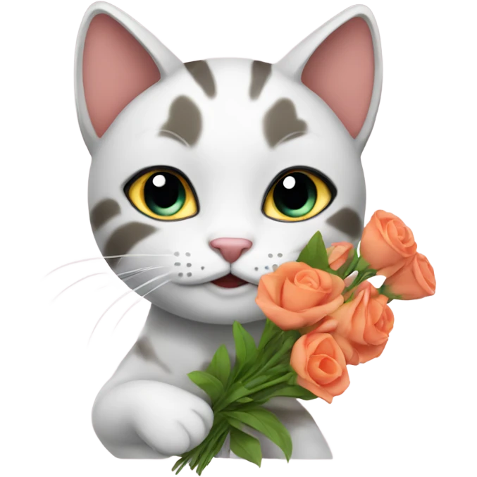 Cat holding flowers emoji