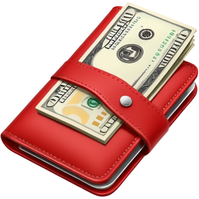 Red wallet with dollars emoji