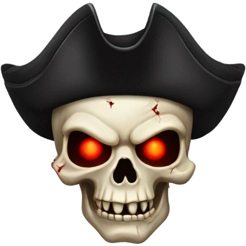 Scary pirate skull with glowing red eyes emoji