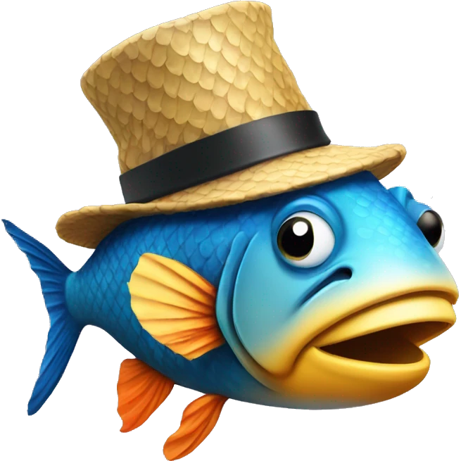 Fish with bink hat emoji