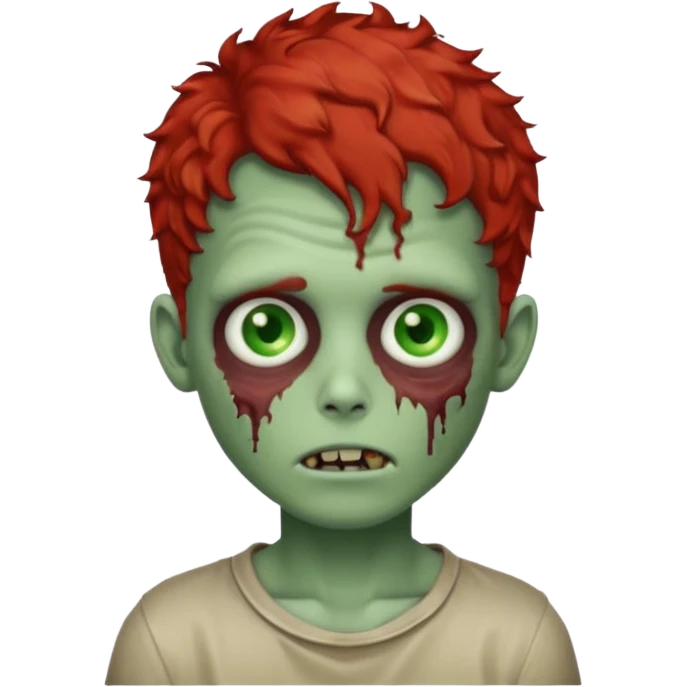 Create an emoji of zombie boy with red and short curly hair emoji