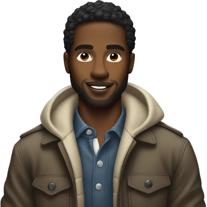 Handsome black man standing with a g wagon emoji