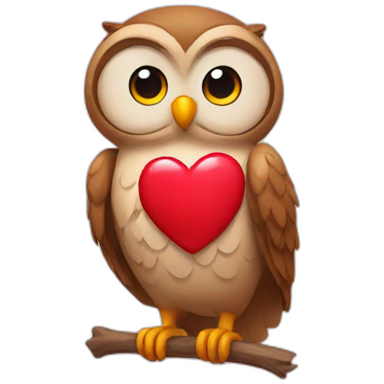 Owl with a heart  emoji