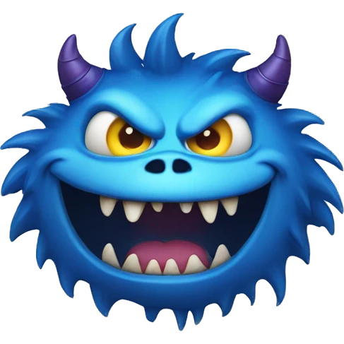 a blue monster with an evil smile full of sharp teeth emoji