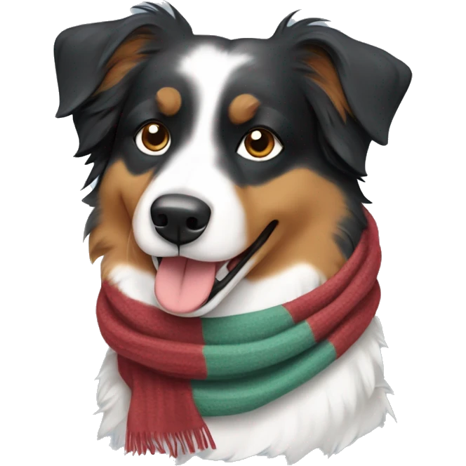 Australian shepherd 3 color wearing scarf emoji
