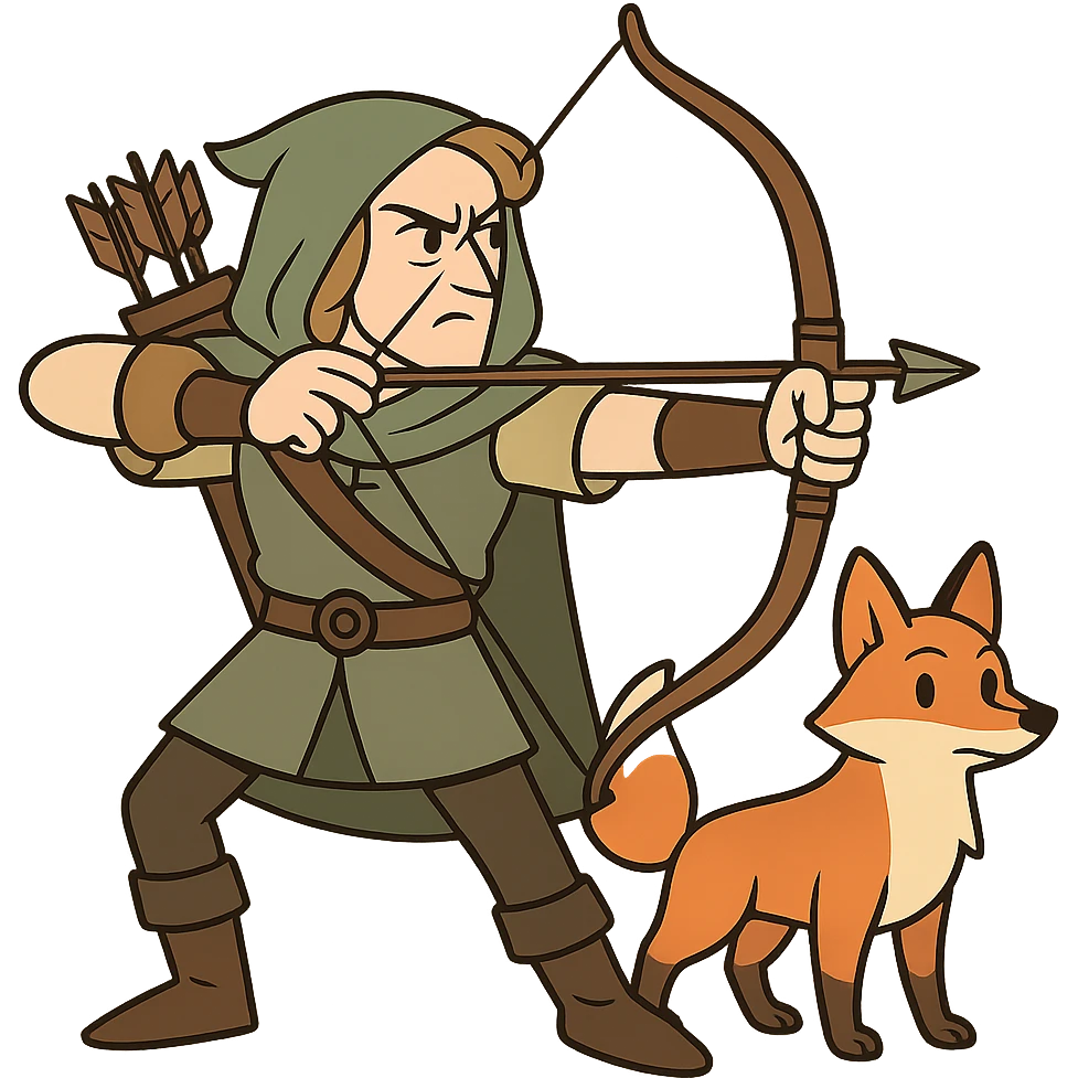 flat toon style archer and fox emoji
