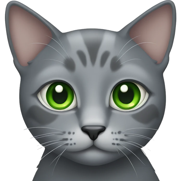 Grey cat with green eyes emoji