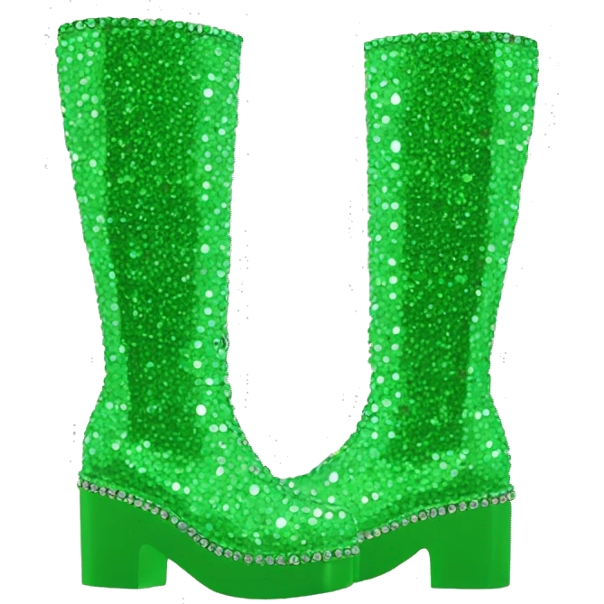 green rhinestone gogo boots emoji