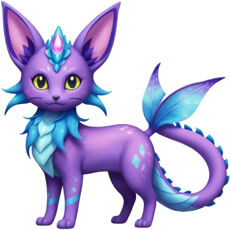 Shiny Nebulae Delcatty-Purrloin-Espeon-Lumineon-Vaporeon-Amaura-Dragonair-Fakémon-hybrid-creature (full body)  emoji