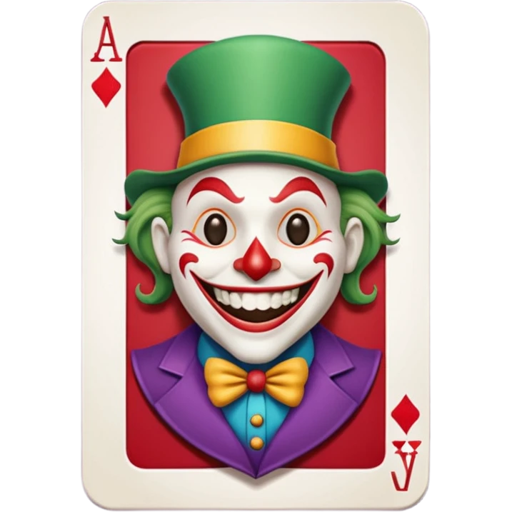 poker card with a crazy jolly joker emoji
