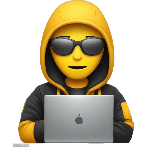 Chat hacker in front of a computer emoji